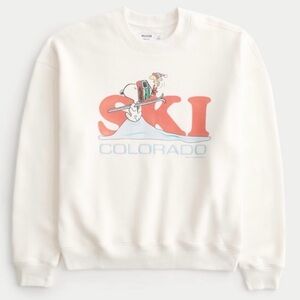 Hollister Snoopy Peanuts Snoopy Ski Boxy Graphic Sweatshirt Size XS‎